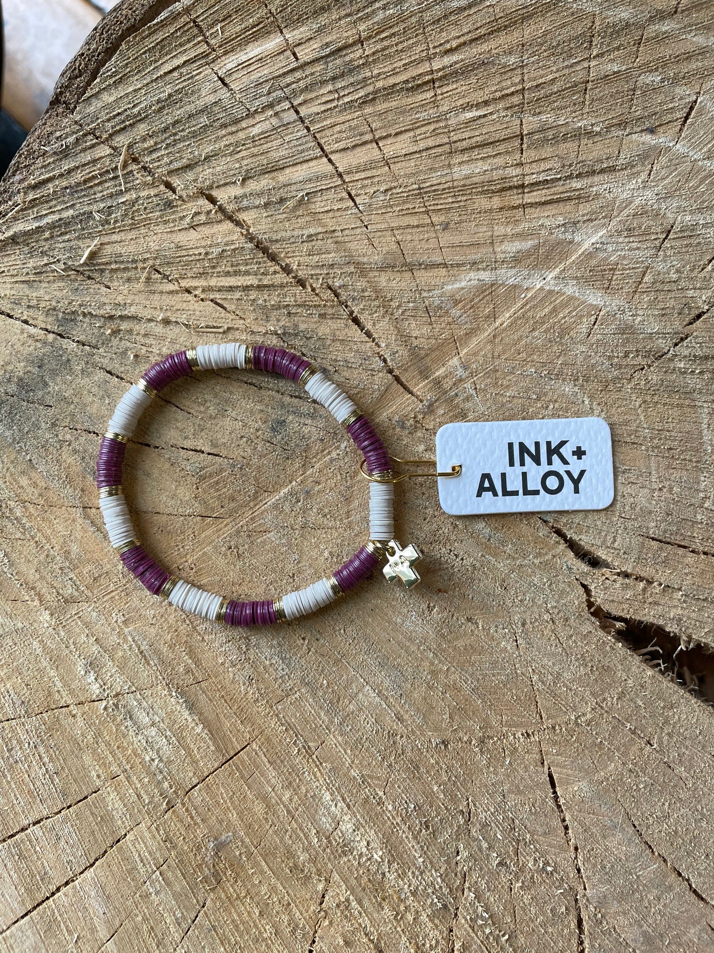 Purple + White Stretch Bracelet