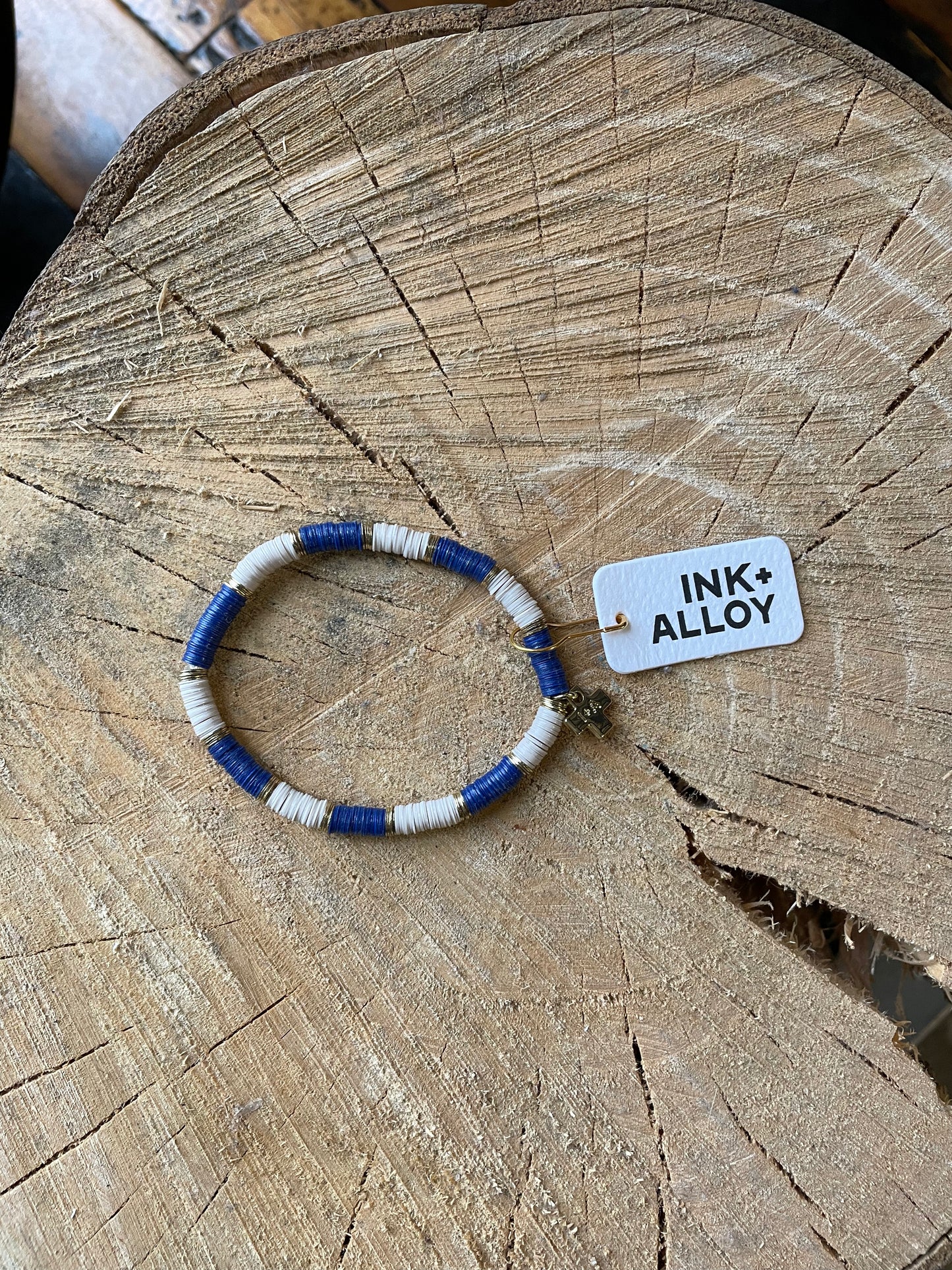 Blue + White Stretch Bracelet