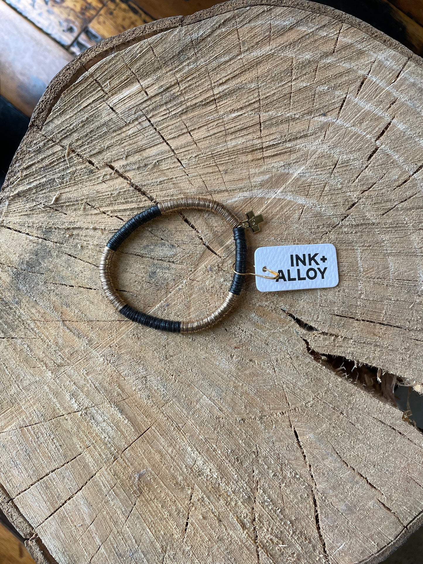 Black + Gold Stretch Bracelet