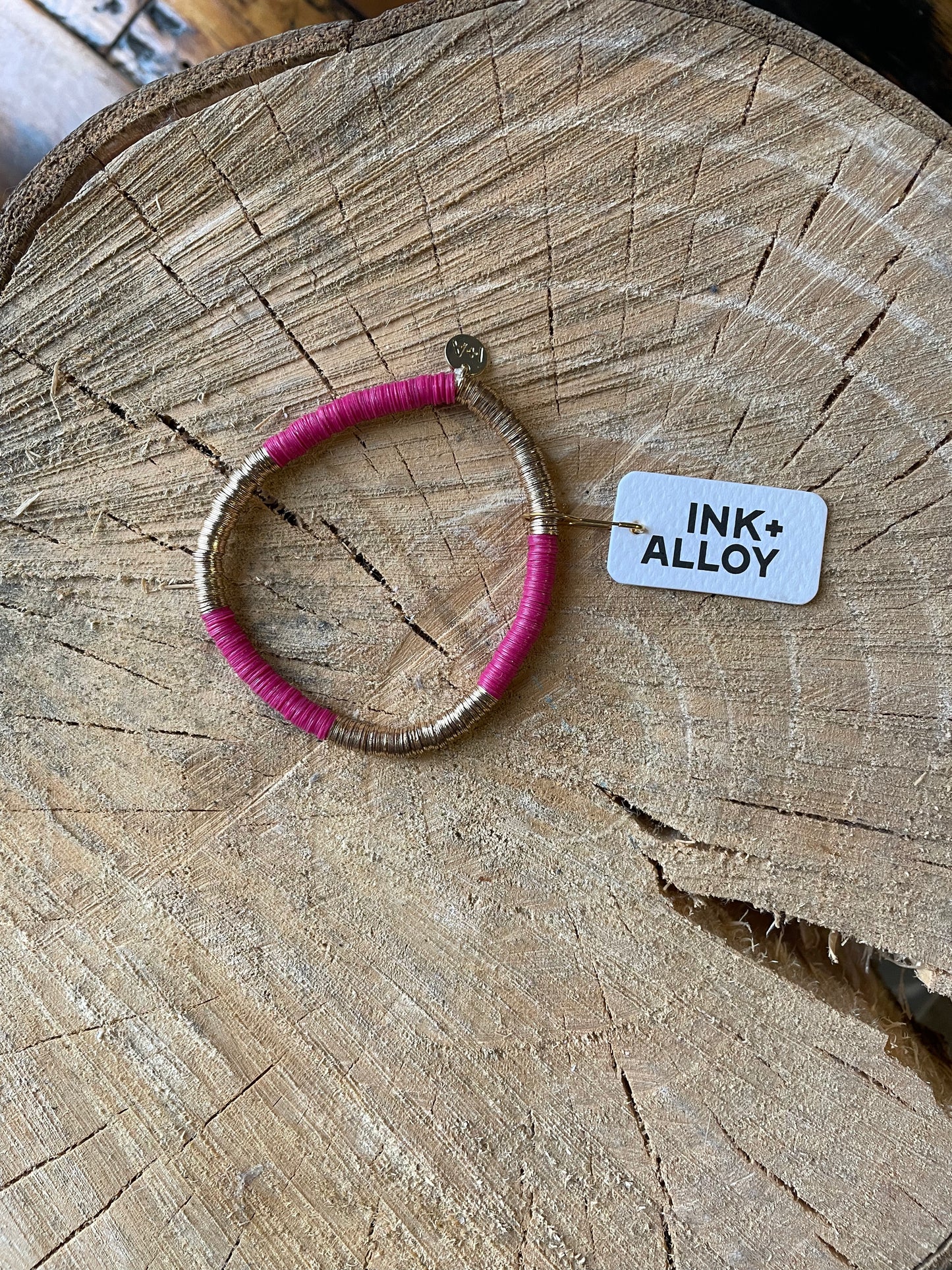Gold + Magenta Stretch Bracelet
