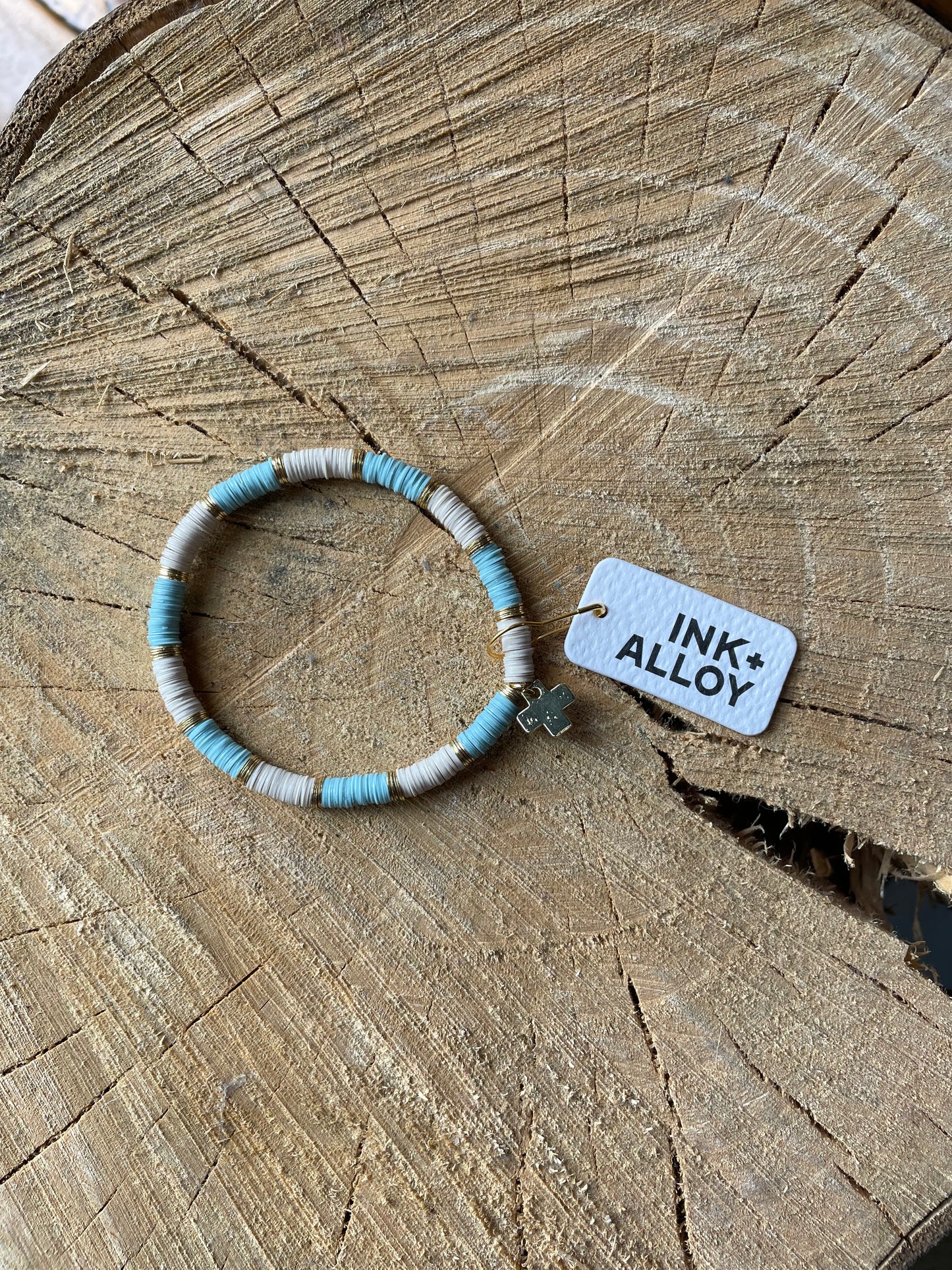 Blue + Cream Stretch Bracelet