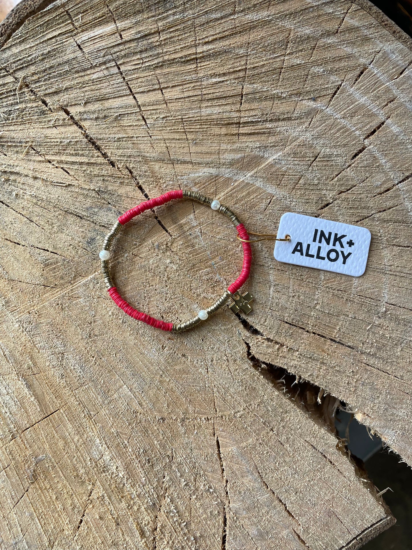 Dainty Red + Gold Bracelet