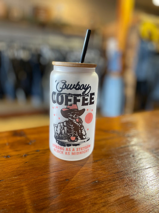 Cowboy Coffee Beer Can Glass