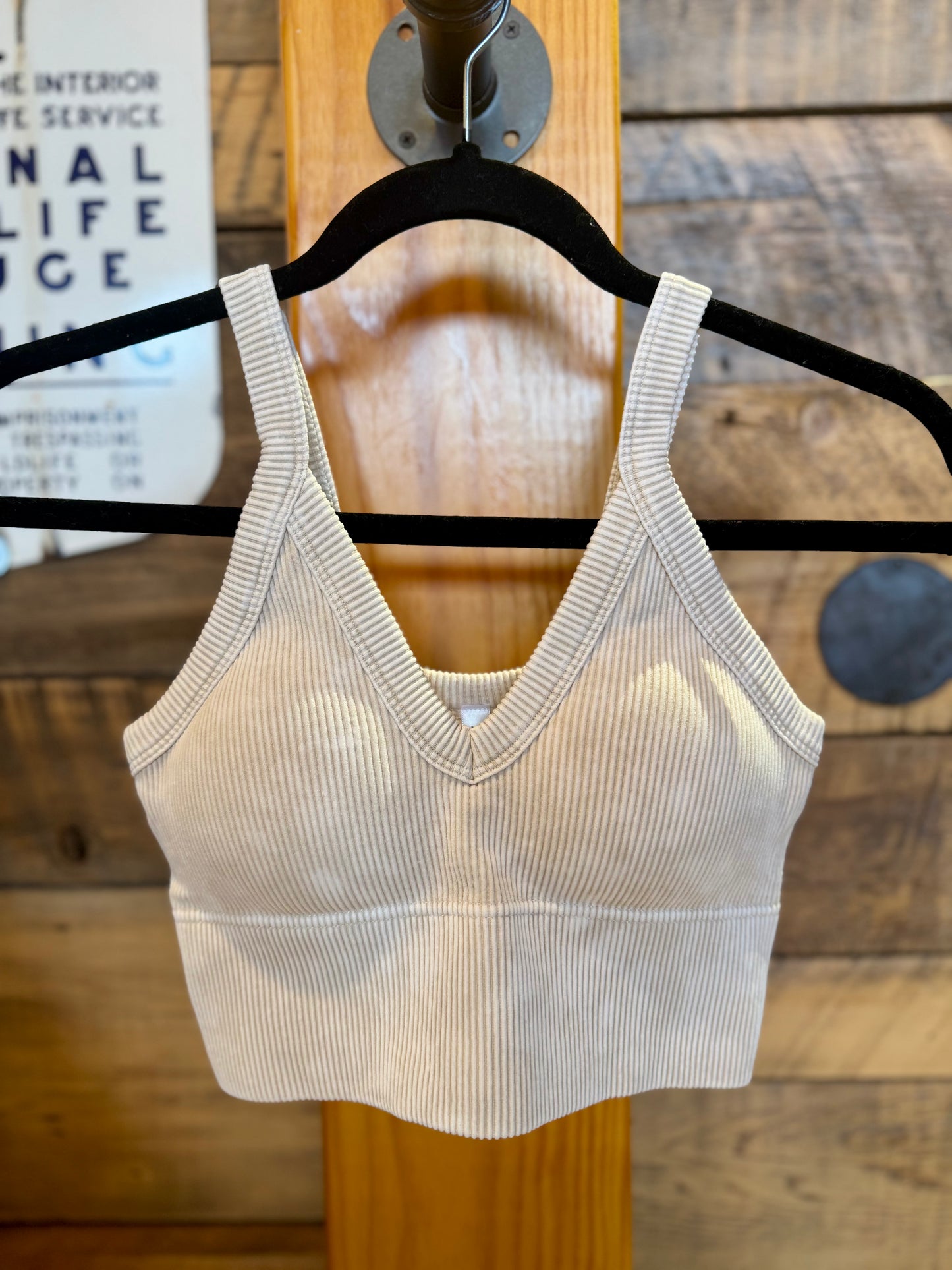Stone Washed Crop Bra Top