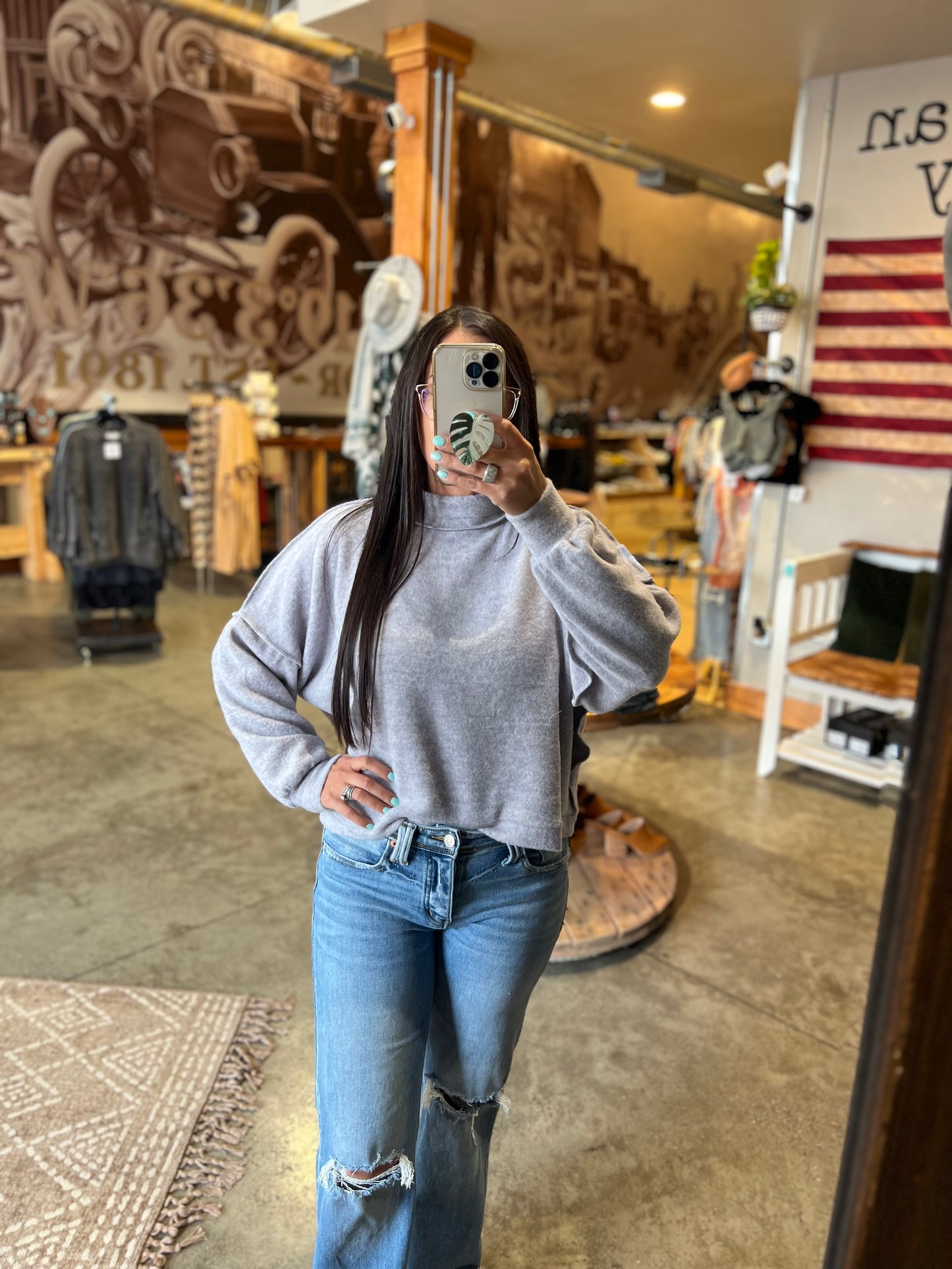 Reverse Seam Crop Sweater