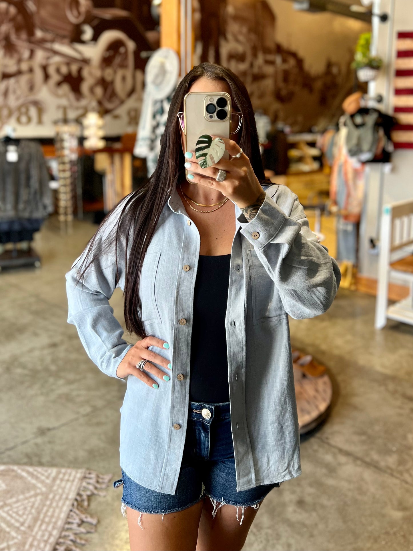 Misty Blue Button Down
