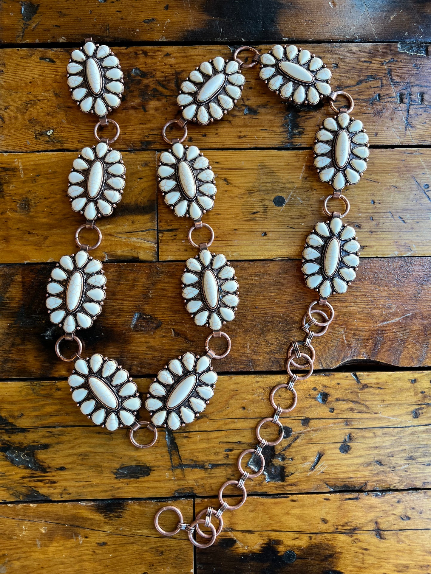 White Stone Concho Belt