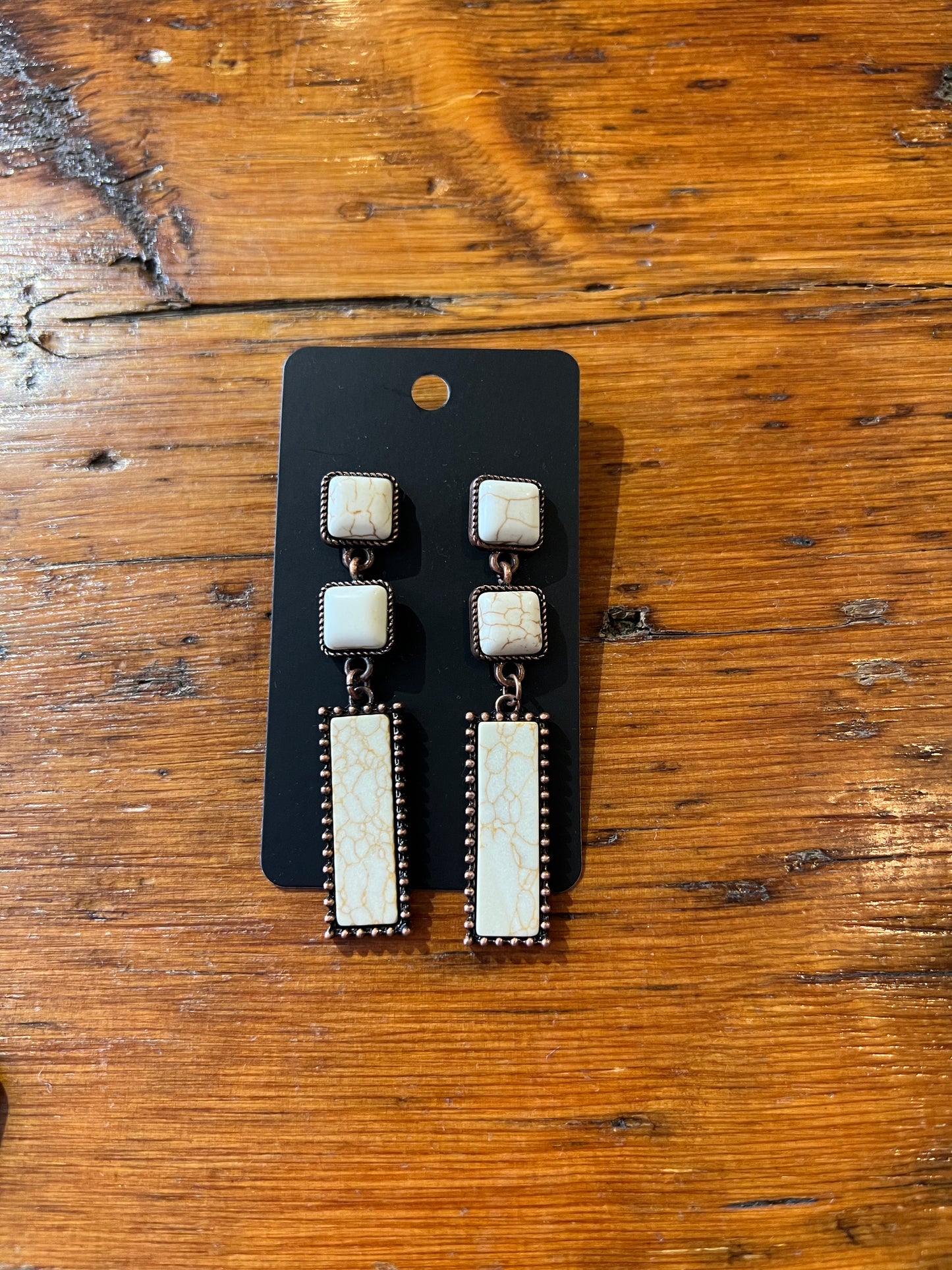 Creme Stone Bar Dangles