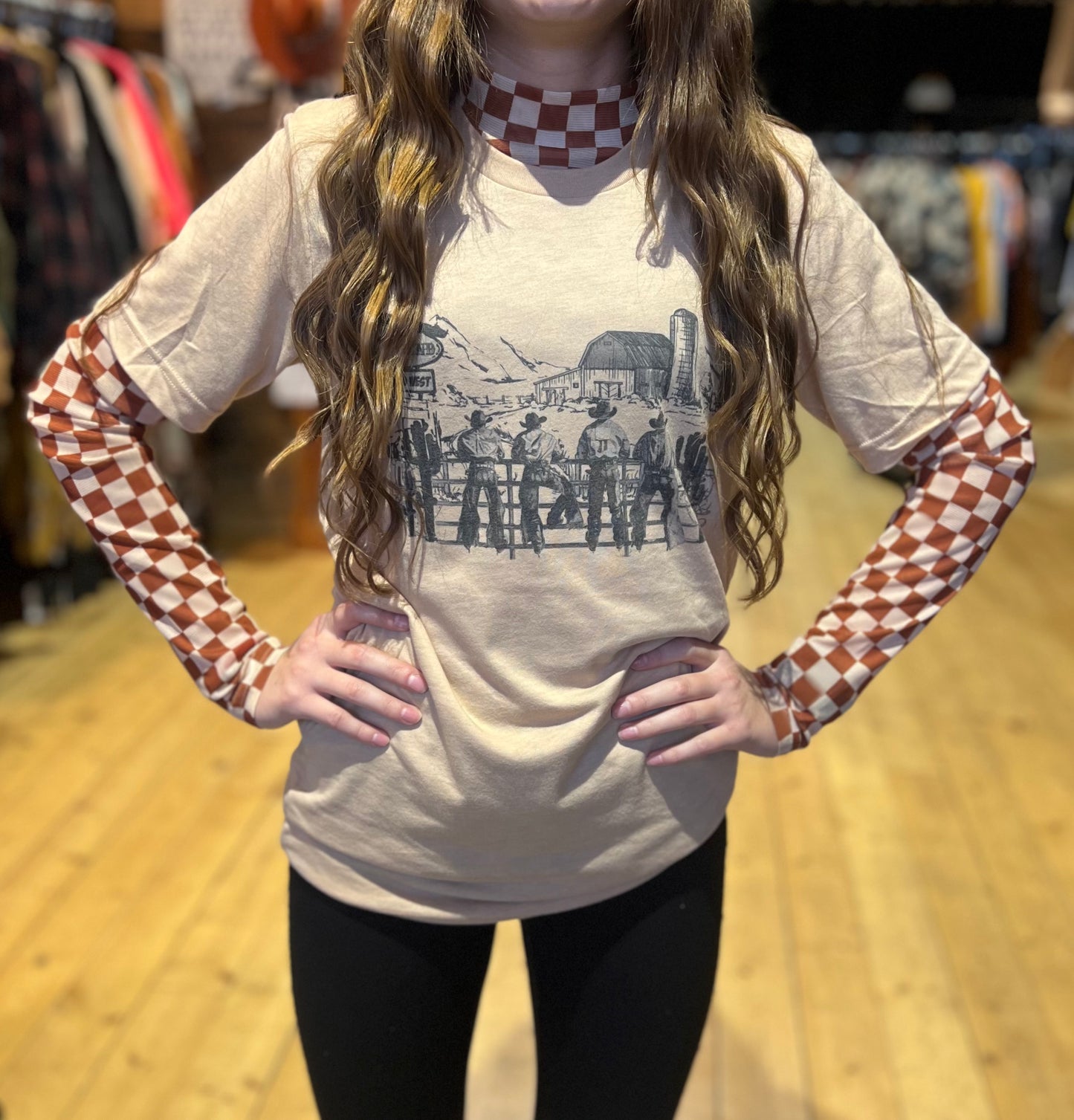 Sheer Brown Checkered Top