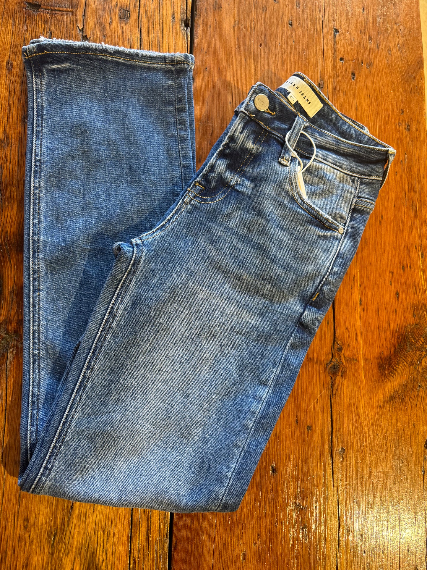 Mid Rise Slim Straight Jeans