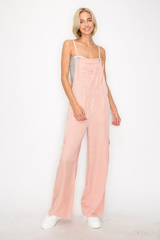 Soft Pink Tencel Overalls