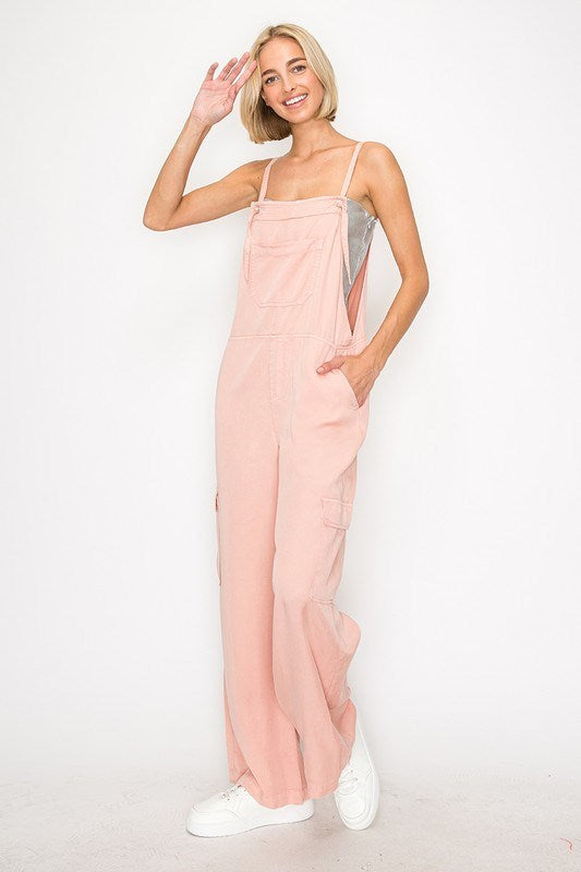 Soft Pink Tencel Overalls