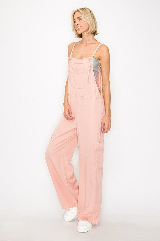 Soft Pink Tencel Overalls