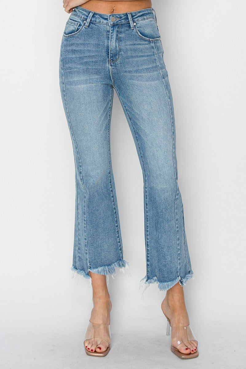 High Rise Crop Flare Jeans