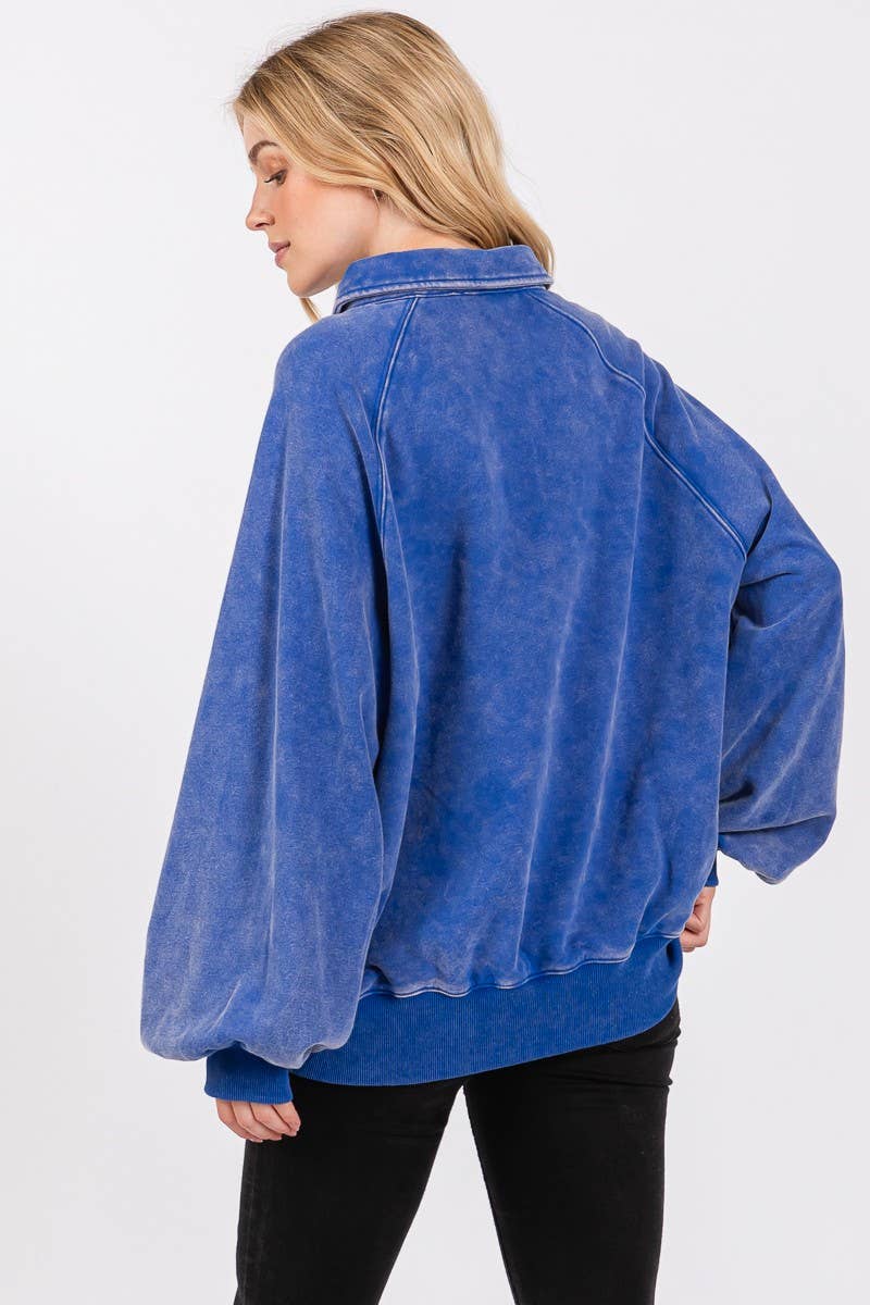 Mineral Wash Snap Sweatshirt