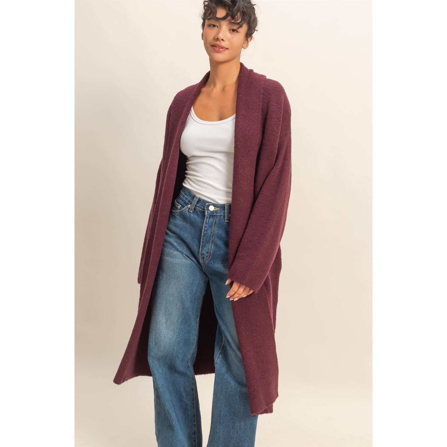 Longline Open Front Duster Sweater