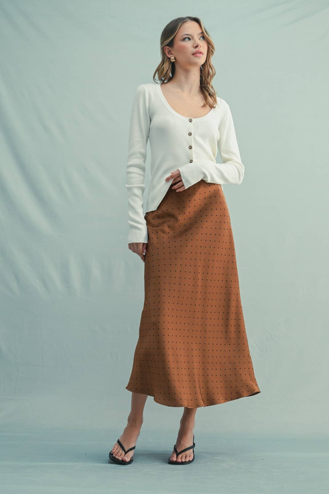 Polka Dot Midi Skirt