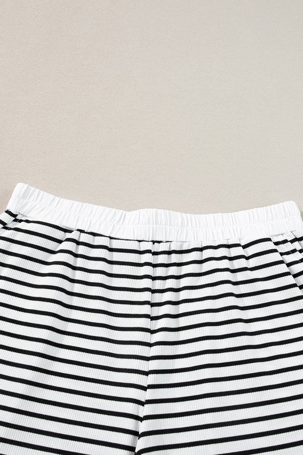 White Stripe Tee and Shorts Set