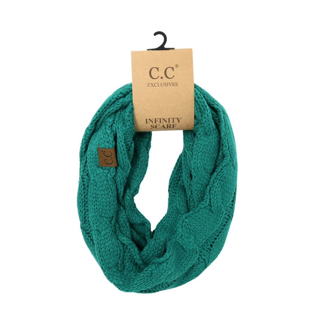 Solid Cable Knit CC Infinity Scarf