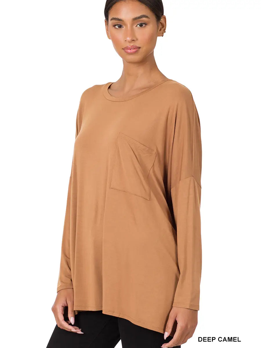 Luxe Rayon Oversized Front Pocket Top