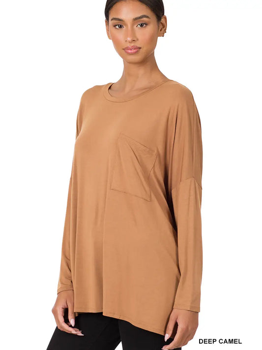 Luxe Rayon Oversized Front Pocket Top