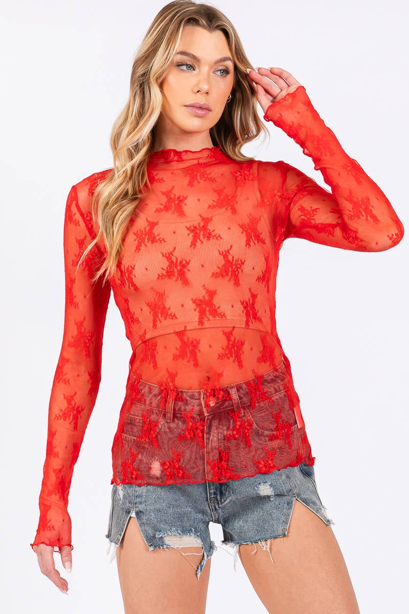 Sheer Lace Layering Top