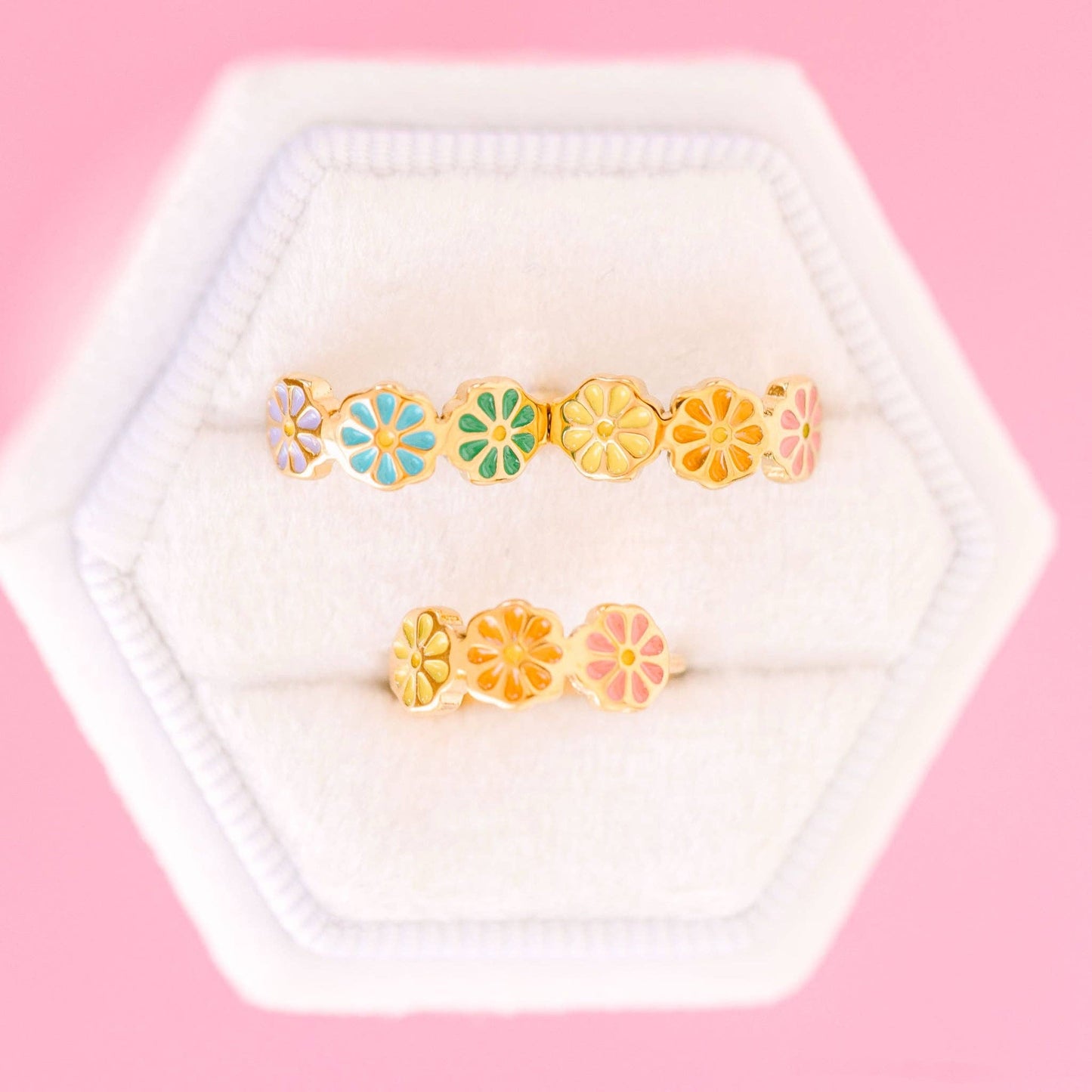Colorful Daisy Pierced Co Huggies