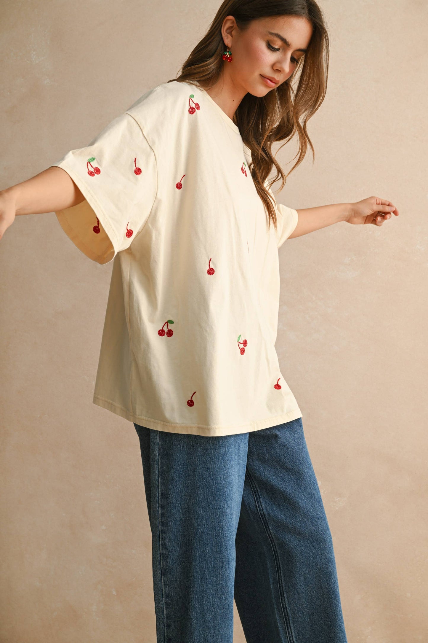Cherry Embroidered Tee