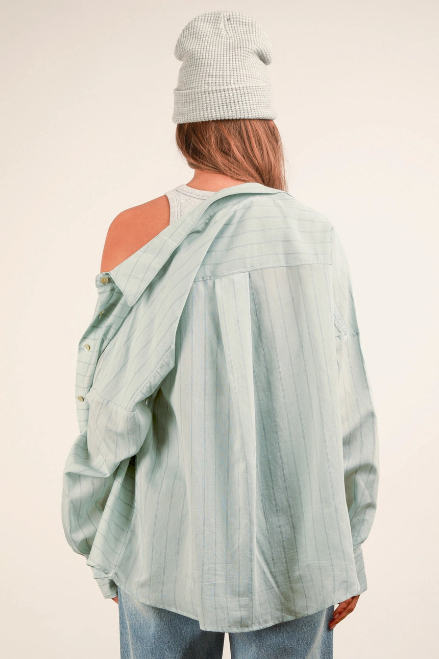 Oversized Striped Button Down