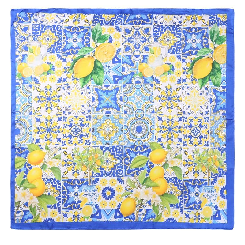 Lemon & Tile Daisy Silky Feel Bandana Scarf
