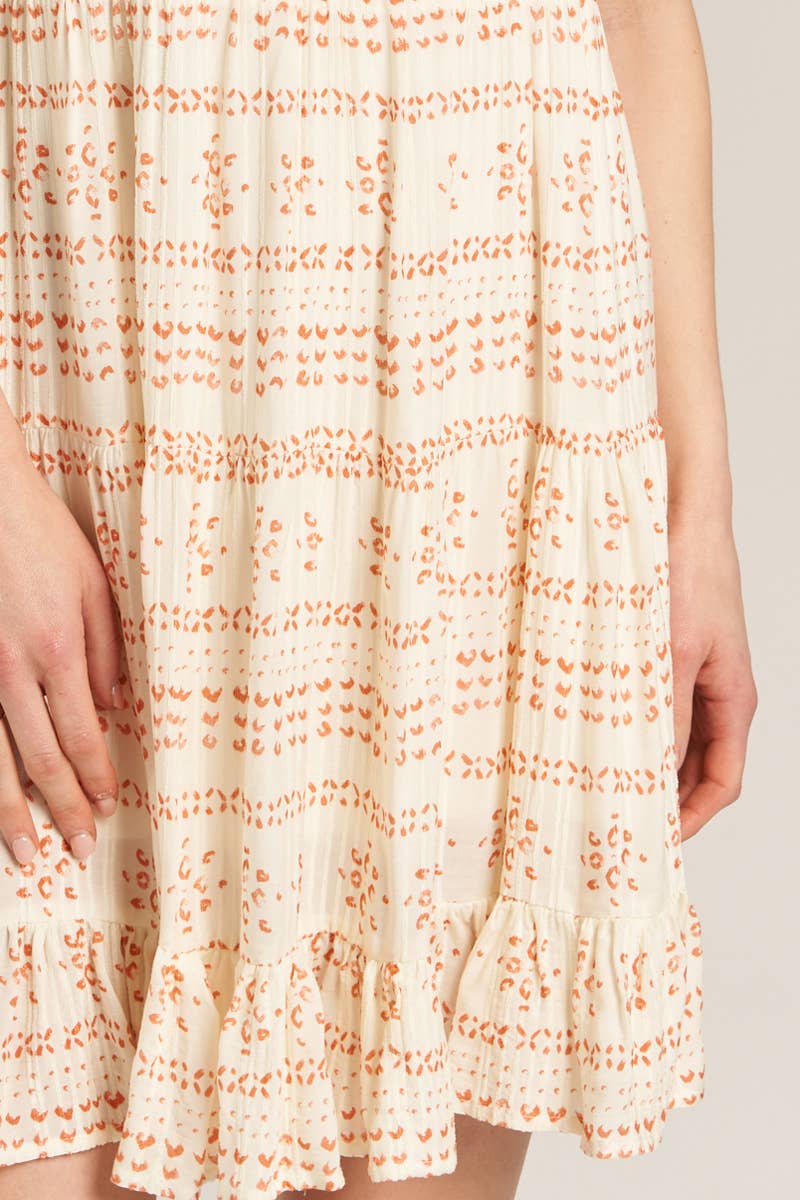 Ruffle Hem Sleeveless Mini Printed Dress
