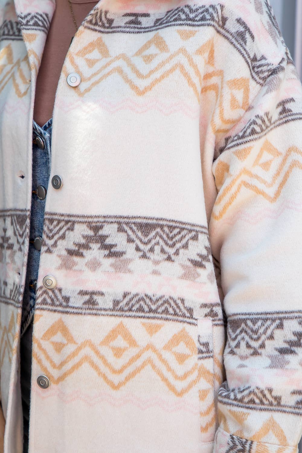 Aztec Print Wool Blend Shacket