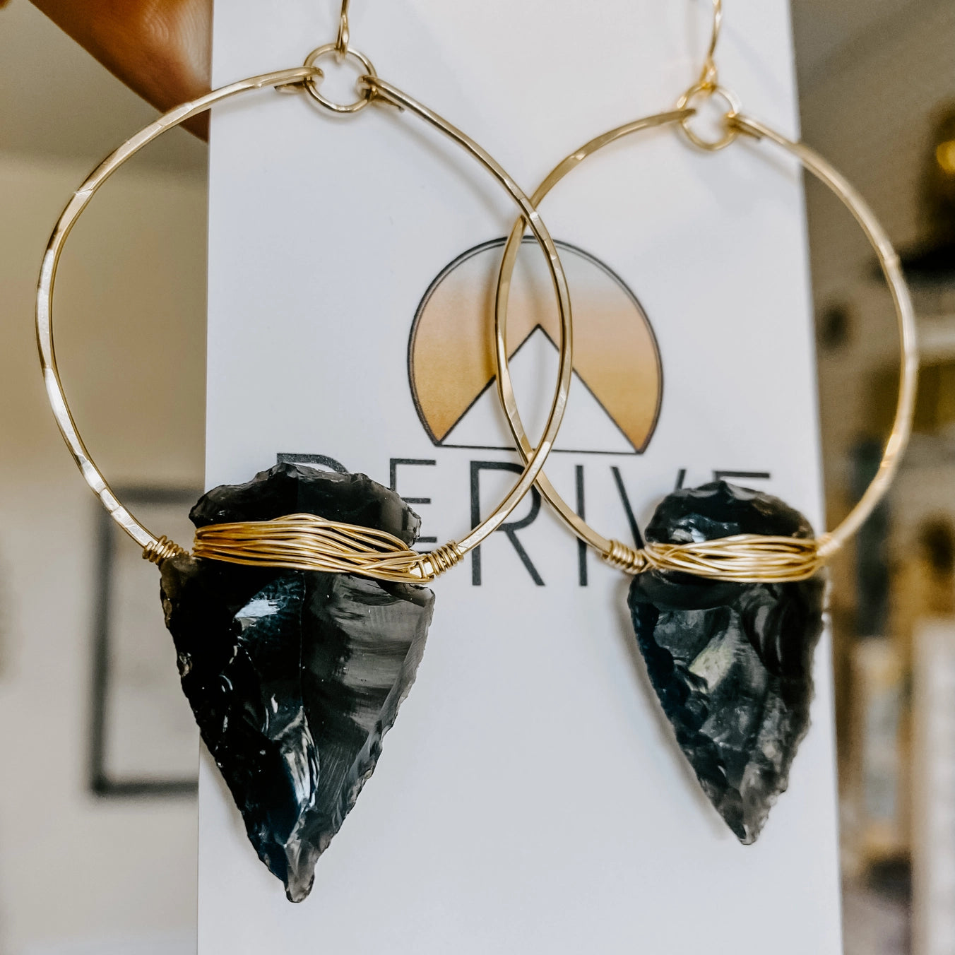 Nala Obsidian Arrowhead Hoops