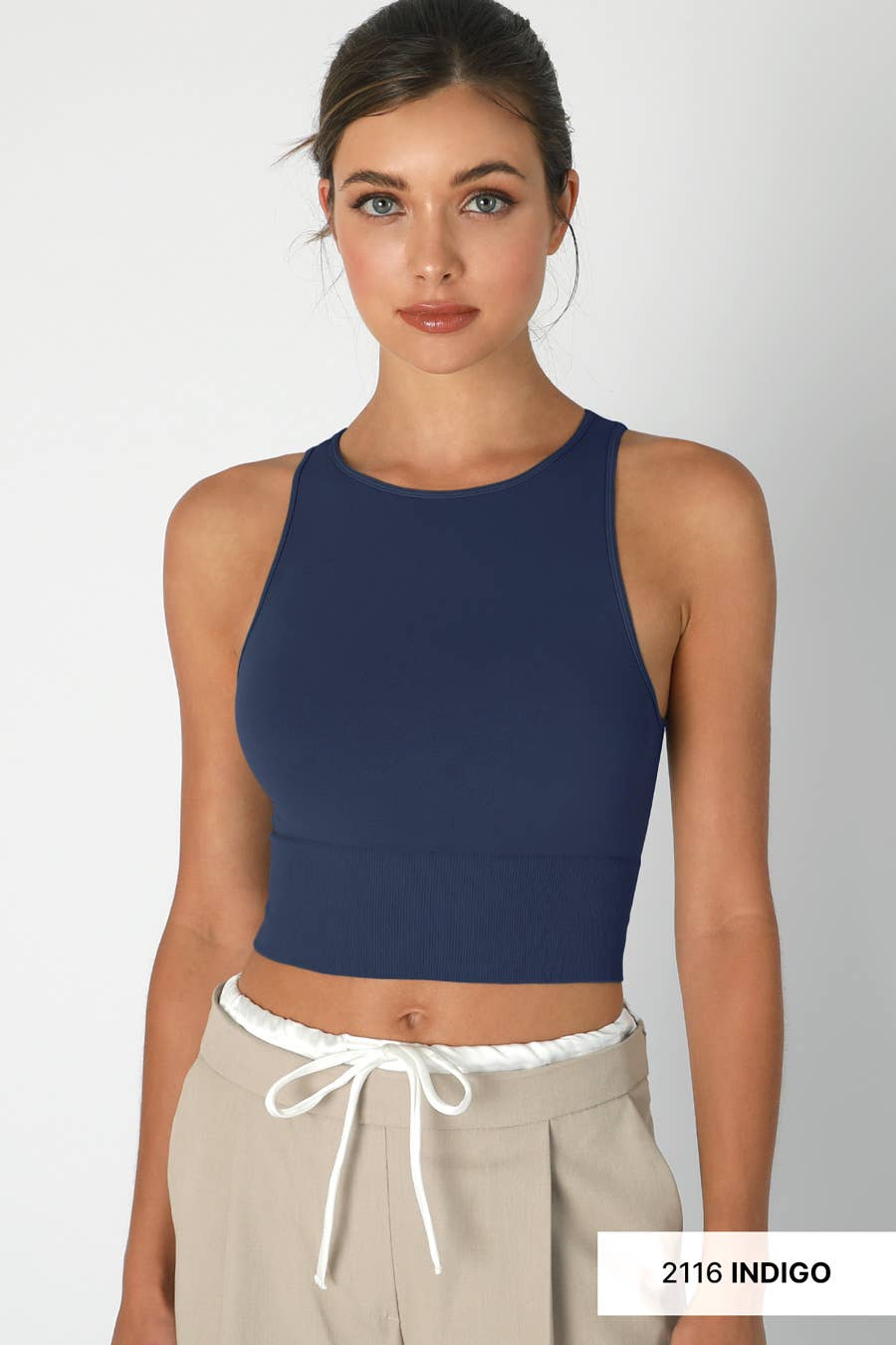 Solid Highneck Crop Top