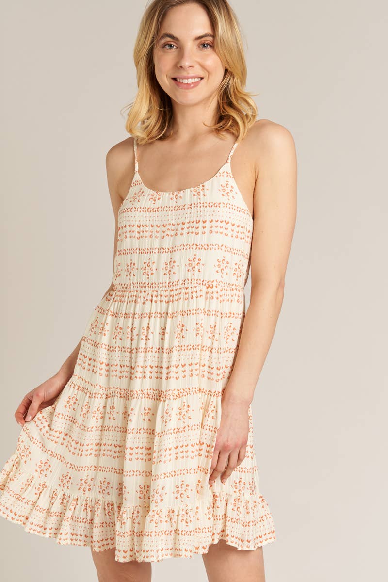 Ruffle Hem Sleeveless Mini Printed Dress