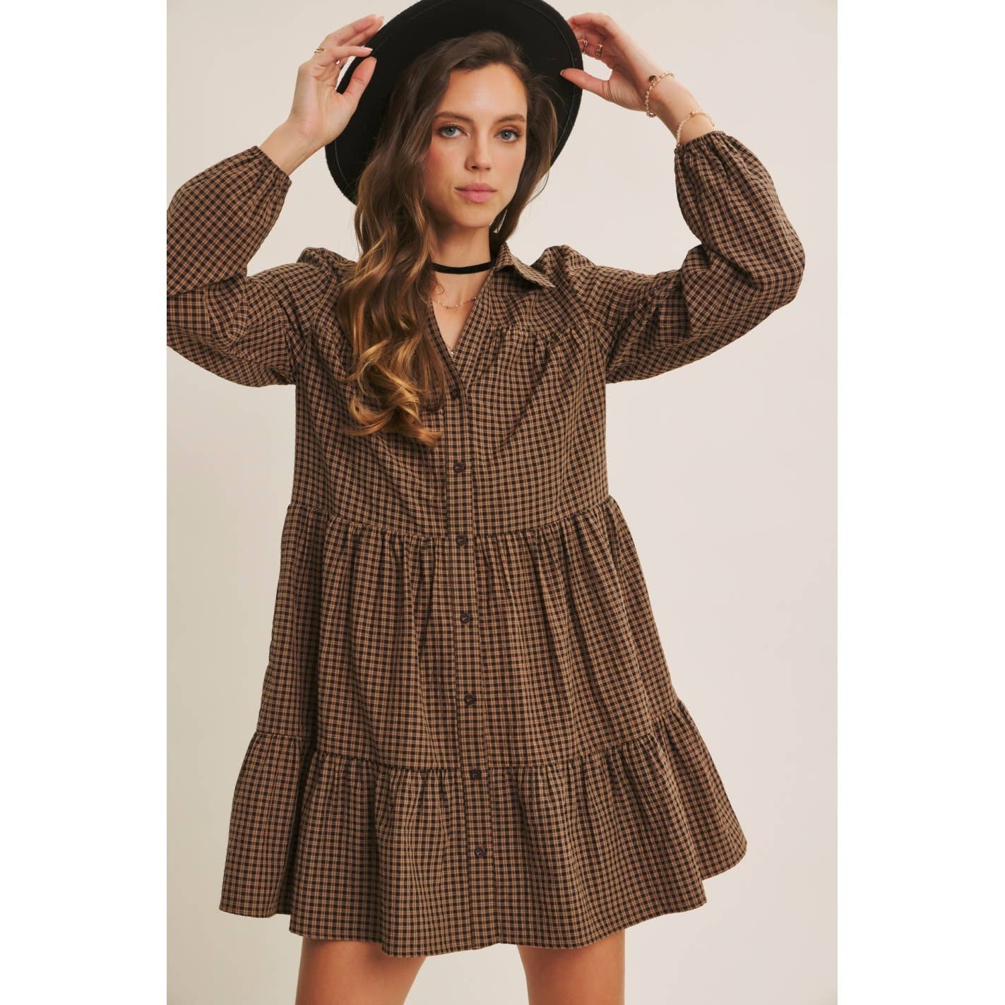 Plaid Babydoll Mini Dress