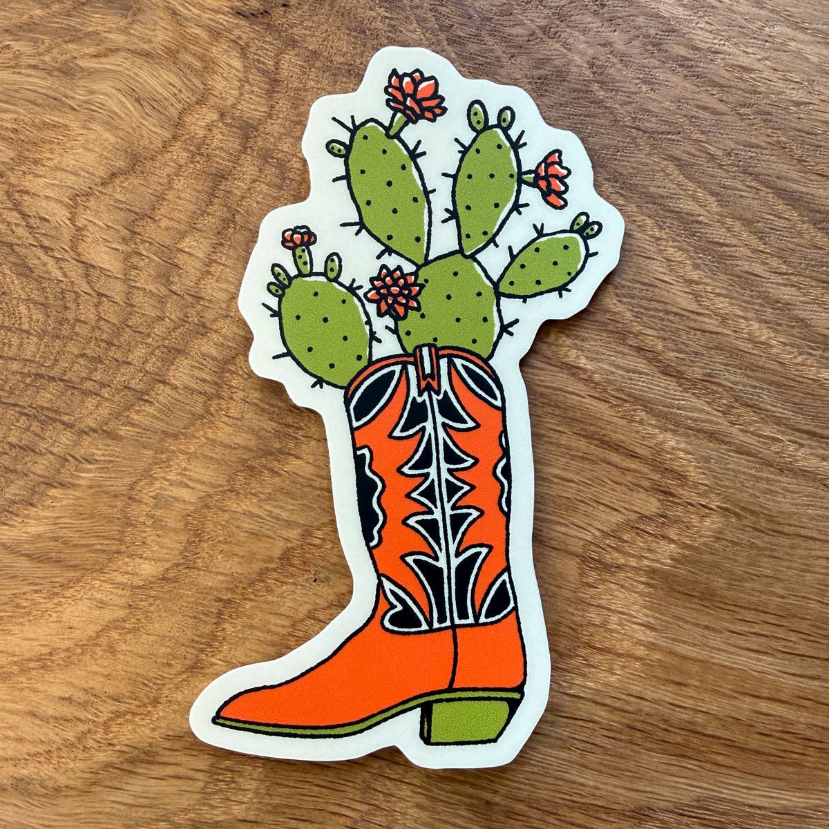 Cacti Flower Boot Matte Vinyl Sticker