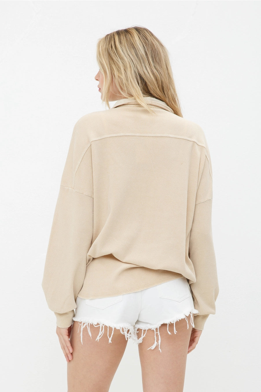 Textured Knit Contrast Washed Top
