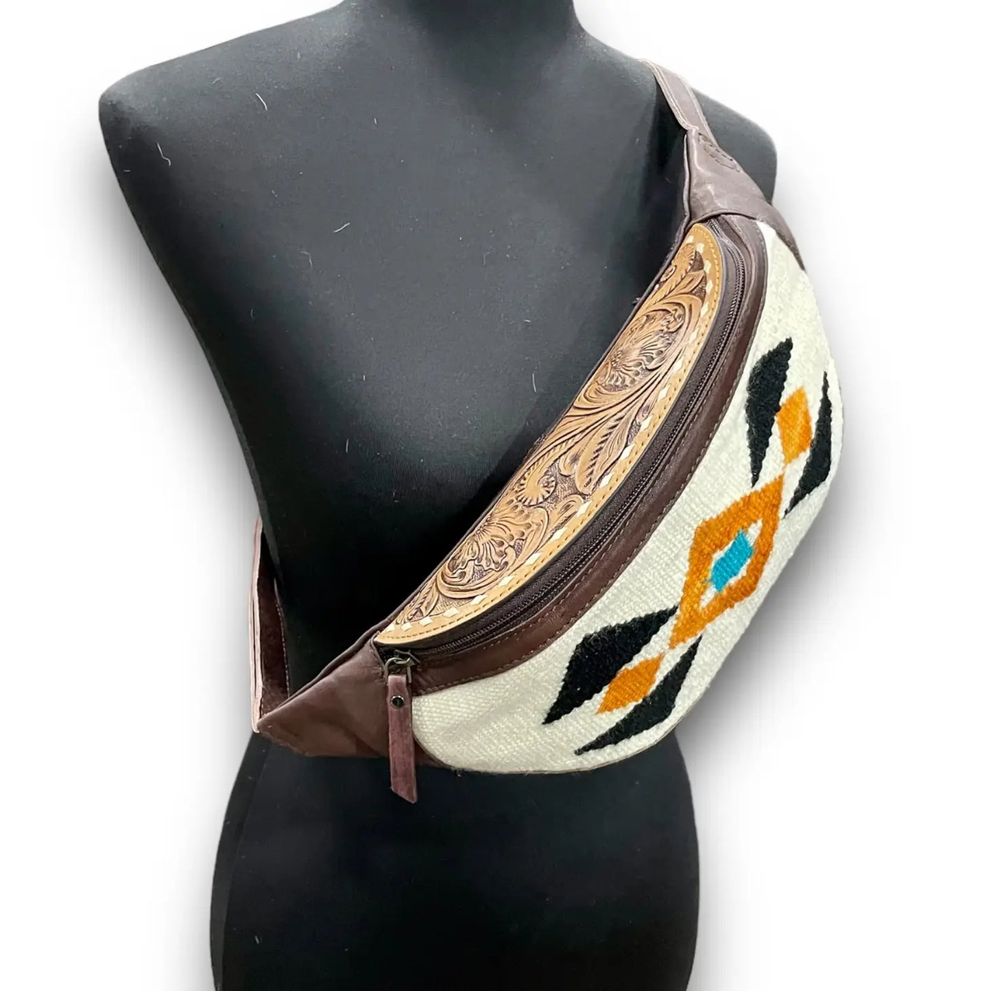 Saddle Fabric Leather Sling Bag