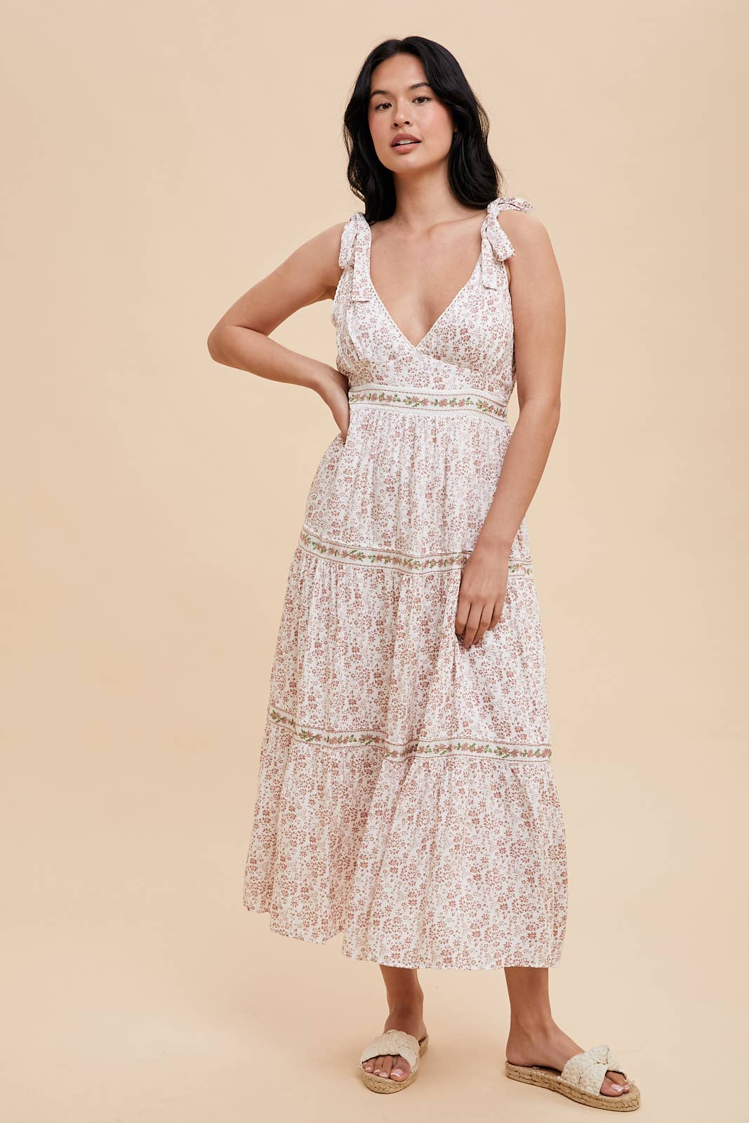 Tiered Tie Strap Midi Dress