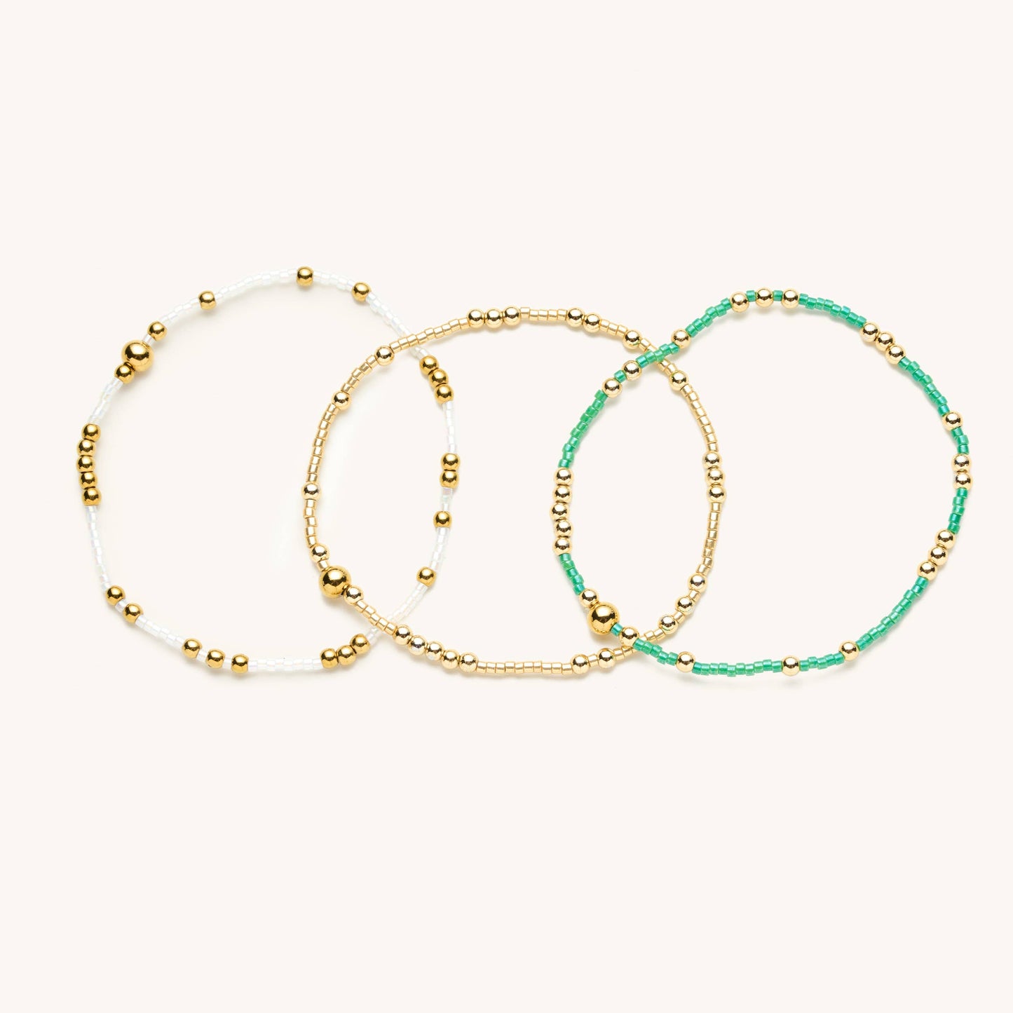 Emerald Beaded Bracelet Set