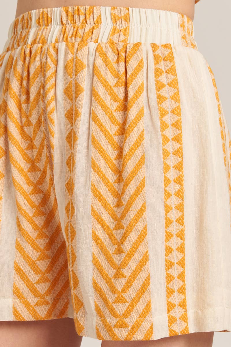 Embroidered Elastic Waistband Shorts