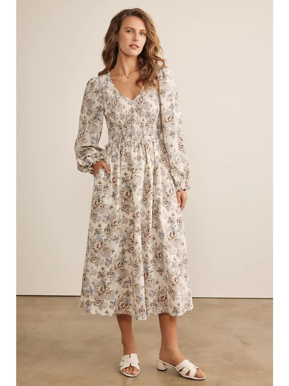 Floral Smocked Midi Dress