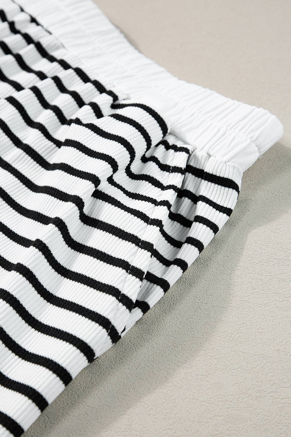 White Stripe Tee and Shorts Set