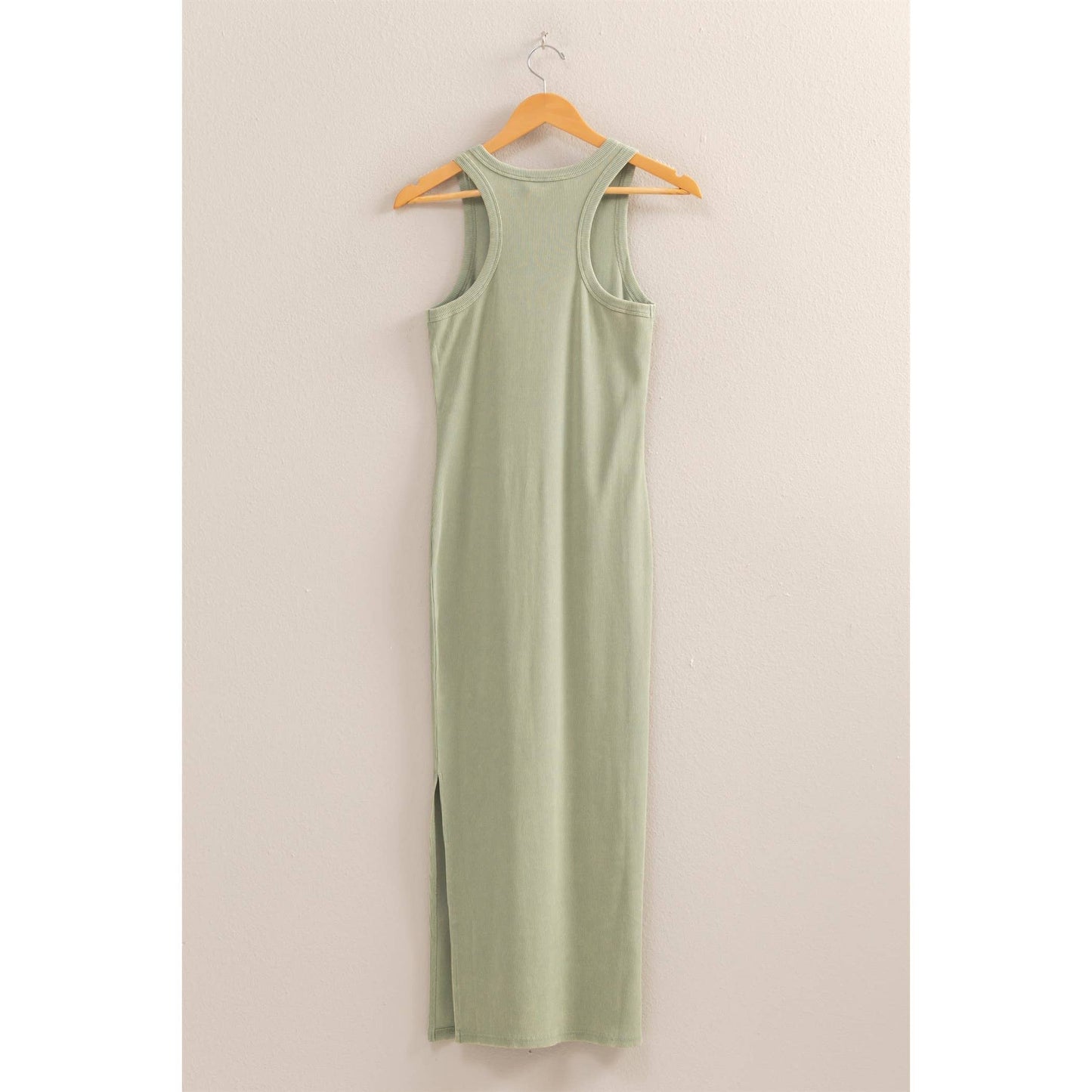 Acid Washed Ribbed Midi Tank Dress