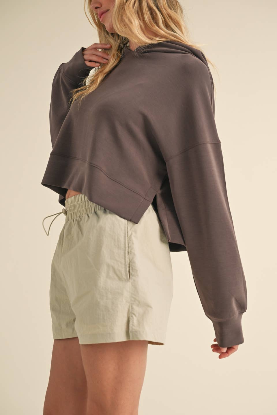 Super Soft Air Scuba Oversized Crop Hoodie