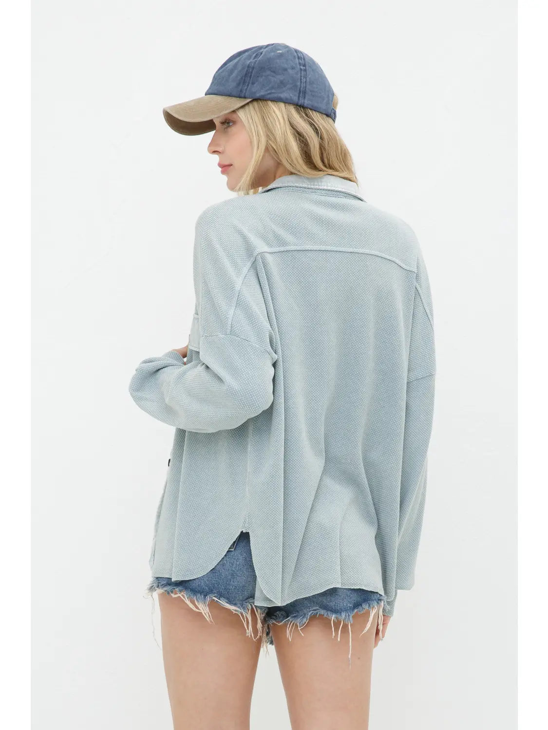 Textured Knit Contrast Washed Top