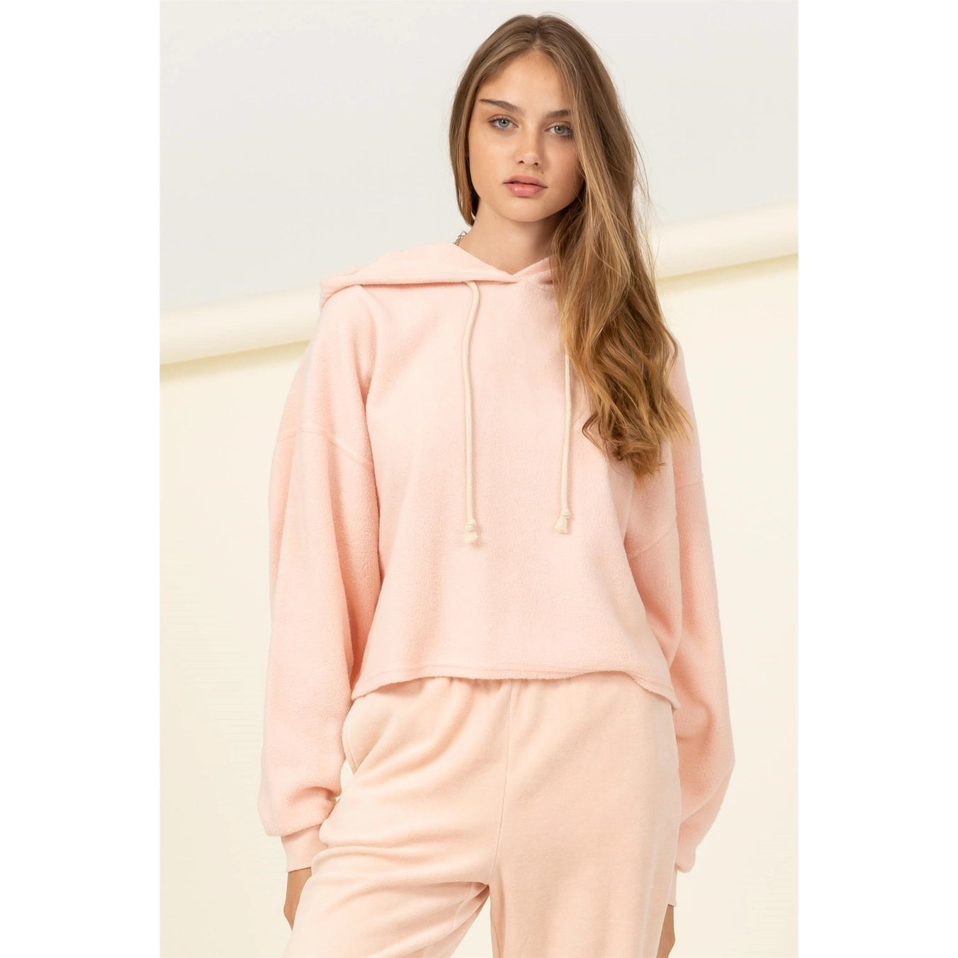 Pale Pink Fleece Hoodie