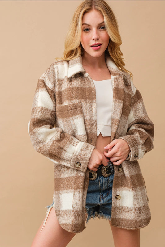 Plaid Loose Button Up Jacket