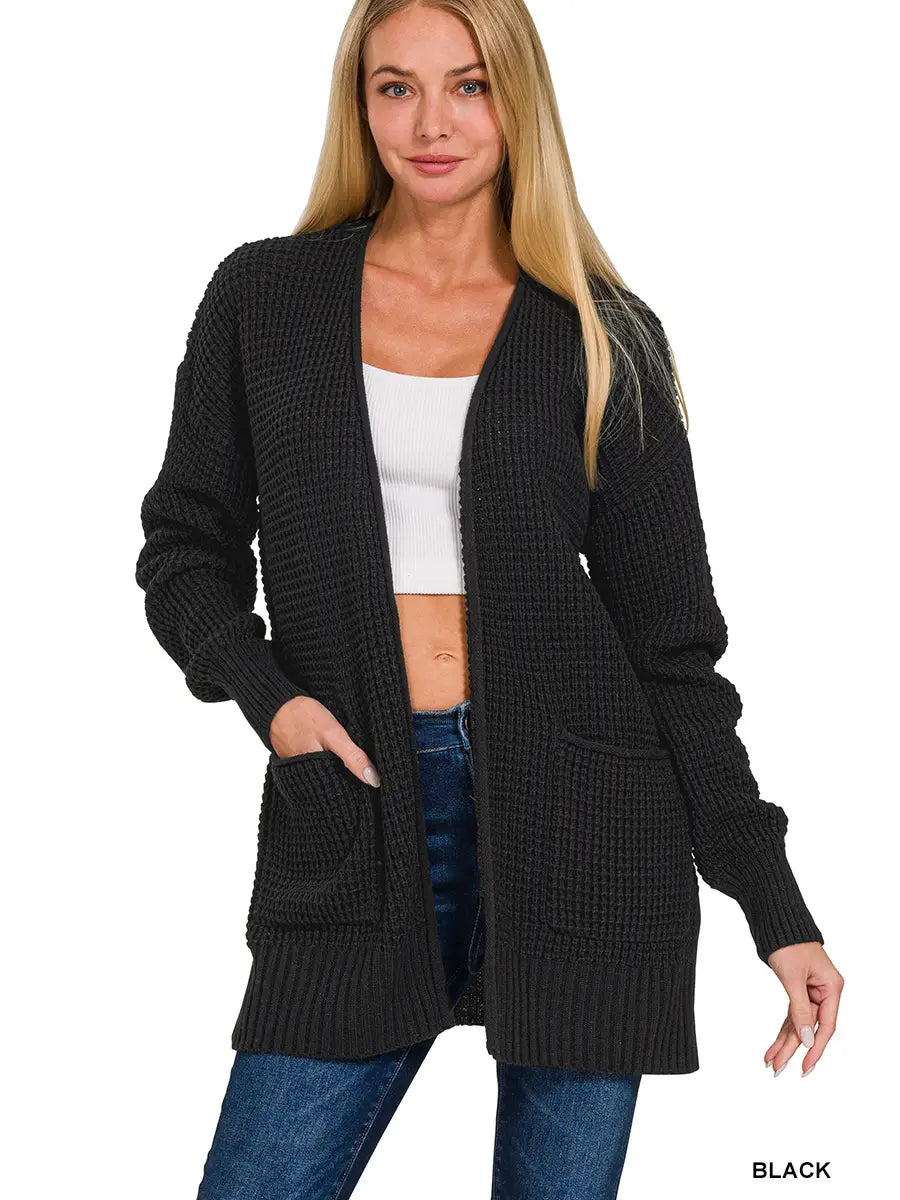 Waffle Open Cardigan